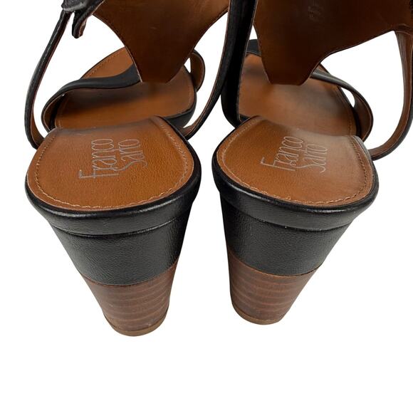 Franco Sarto Women's Dori Wedge Sandals Leather Black Size 9 - Picture 4 of 8